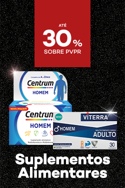Suplementos para Homem com destaque promocional de até 30% sobre preço de Venda ao Público Recomendado